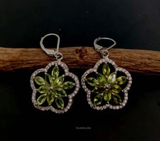 Orecchini in argento sterling 925 multi peridoto naturale, zirconi donna...