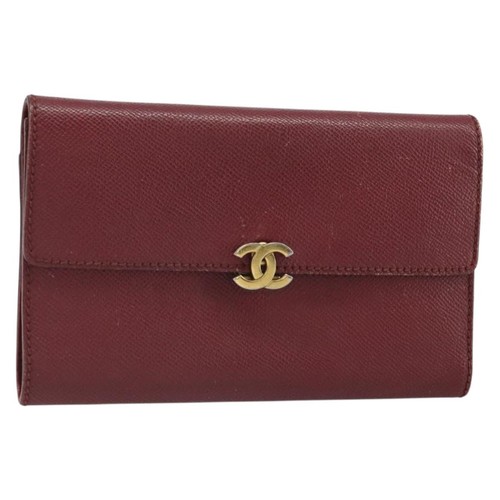 Chanel portafoglio pelle - pelle, rosso