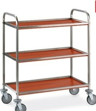 carrello do servizio in acciaio inox cm2×2,finitura spazzolata,piani in nobilato