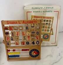 STUDIA L'ALFABETO GIOCO IN LEGNO PER BAMBINI CON PALLOTTOLIERE, OROLOGIO MANUALE