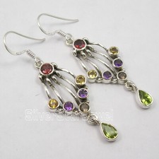 AFFARE OGGI Mix Stones Gioielli! Orecchini in argento massiccio 925 MULTI COLORE 2 pollici