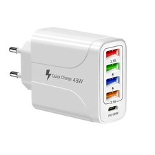 Caricatore USB Multiplo 48W Caricabatteria USB Universale Presa Multipla USB C