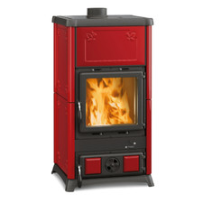 La Nordica stufa a legna rivestimento in maiolica Fedora bordeaux 9,6 kW 238 m³