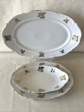SVENDO TUTTO !!!Antico Set Vassoi Ovali dec Oro Bavaria Schlottenhof-35/28/24 cm