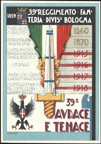 Cartolina reggimento - cartolina, 39°