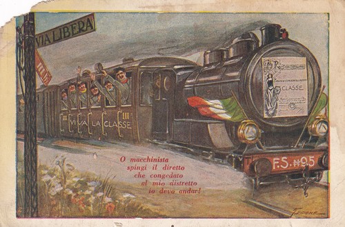 Cartolina militare treno - cartolina, ,treno