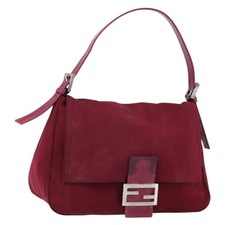 Borsa a tracolla FENDI Mamma Baguette nylon rosso argento originale bs30635