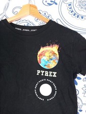 PYREX DONT 'PANIC FIRE EARTH GIRLS T SHIRT XS PRINT MAGLIETTA DONNA COTONE NERA 
