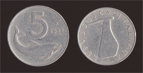 Lire 1952 delfino timone - 1952, e