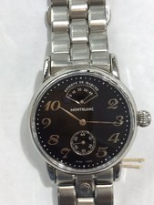 Autentico t MONTBLANC Meisterstuck 7017 quadrante nero acciaio inox quarzo 36 mm