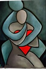QUADRO MODERNO ASTRATTO DIPINTO A MANO SU TELA 60x40 DONNE COPPIA AMORE REGALO 