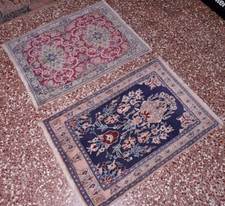 FINISSIMI coppia scendi letti NAIN 90x60 tappeti persiani misto seta.e,antichi 