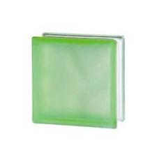 Vetromattone ondulato verde satinato cm 19x19x8 vetrocemento