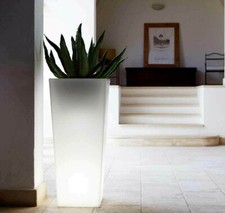 Vaso Resina Quadrato Moderno Luminoso Luce esterno/int h39/53/66/89/105/132  cm
