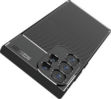 Custodia per Samsung Galaxy S24 ultra custodia protettiva custodia in silicone nera effetto carbonio