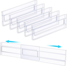 6 Organizer per Cassetti Regolabili in Plastica, Espandibili, Separatori per Cuc