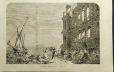 Stampa antica Danza napoletana Napoli Campania Xilografia 1858