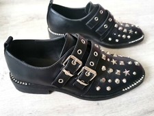Black Buckle Studded Shoes