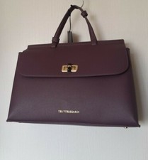 TRU TRUSSARDI SAC A MAIN AVEC BANDOULIÈRE EN CUIR GRAINÉ VIOLINE RRP €300