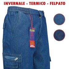 Jeans uomo tasconi pantalone denim invernale felpato cn elastico lavoro pantalac