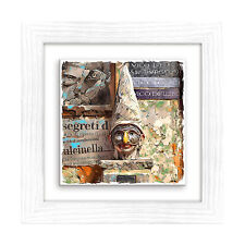 Lupia Quadro Ceramica stampata Cornice bianca 29x29 NAPOLI VICO FICO PULCINELLA