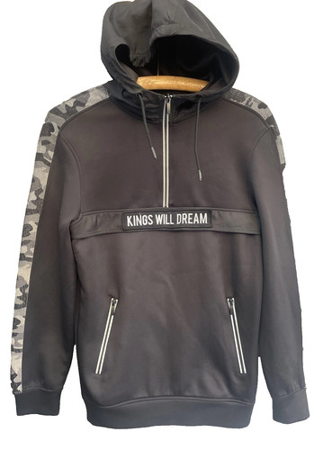 Felpa nera con cappuccio kings - cappuccio,