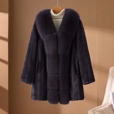 Cappotto pelliccia visone originale donna lungo vera pelliccia di volpe collo caldo media lungo giacca nuovo