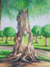 QUADRO CLASSICO DIPINTO A MANO OLIO SU TELA IMMAGINE ULIVI AUTORE MIMMO MARILLI