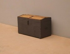 Cassapanca baule in legno di abete, laccata Shabby Chic, fine '800 - L 95 cm!