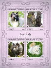 Guinée 2017 Chats,Animaux,Siamois,Devon Rex,Chartreux,Turc Van, MNH