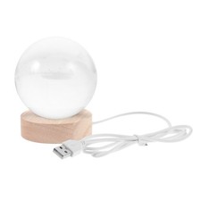  1 set di luci notturne con sfera di cristallo con base in legno, lampada da