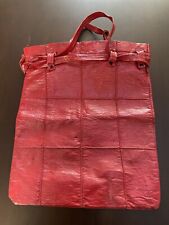 BORSA SHOPPER VINTAGE ANNI '70 TOTE BAG  IN FINTA PELLE LUCIDA ROSSA 30x36 cm
