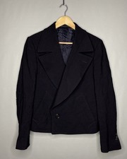 Yves Saint Laurent Vintage Uomo Corto Lana Pavone Nero Tg 48/M