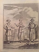 TARTARI KOKO NOR TIBET uomini costume prete acquaforte 1746 Thomas Astley