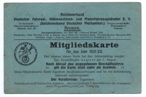 Tessera membro reichsverband - tessera,