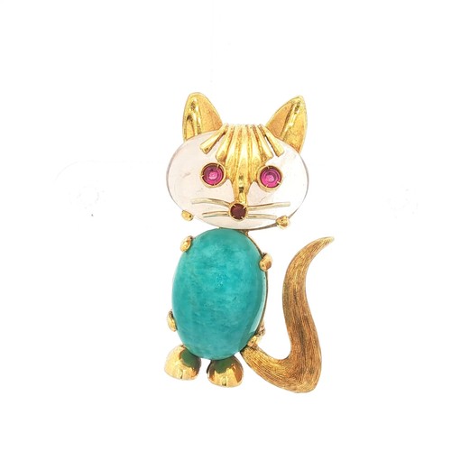 Spilla gatto vintage - 18, carati