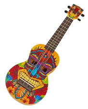 Mahalo Ukulele Soprano Tiki Tribale Maori Custodia Inclusa Island Nuovo Tribal