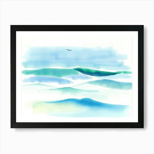Acquerello dell oceano stampa - acquerello, dell'oceano