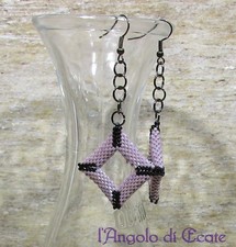 Bigiotteria artigianale / idea regalo ORECCHINI quadrati perline Miyuki Delica