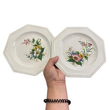 2 piatti floreali ottagonali Italia bordo perline vintage decorativi insalata dessert