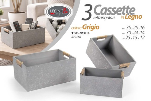 Cassette legno grigio set - , 3