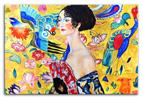 Gustav klimt donna con - -,