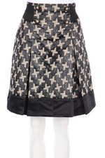 PAOLA FRANI Gonna Motivo Geometrico Bottoni Decorativi XS Nero Crema