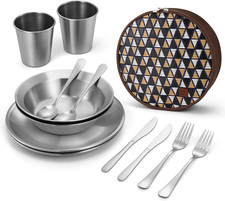 Kit piatti posate acciaio - e,
