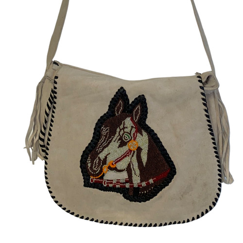 Leder fransentasche perlen - leder,