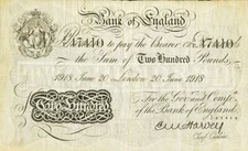 010) 200 sterline 20.06.1918 - Gran Bretagna - Riproduzione