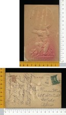 V0721] BUON ANNO DATA 1909 -  NUMERI GRANDI E UOMO CHE SOSTIENE GLOBO OROLOGIO