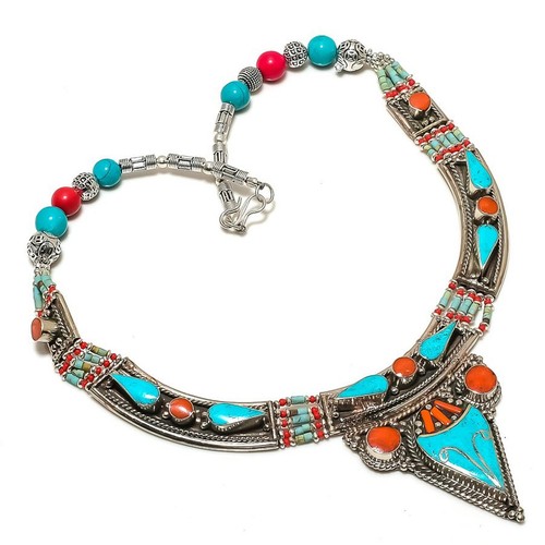 Collana turchese corallo - , rosso