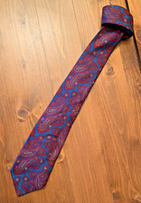 BURBERRY'S CRAVATTA UOMO VINTAGE anni 80, Made in England 100 Seta Paisley print
