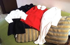 SALDO-5 capi x bimba 18 mesi- cappotto blu-abito rosso-tutina-camicetta-gonna